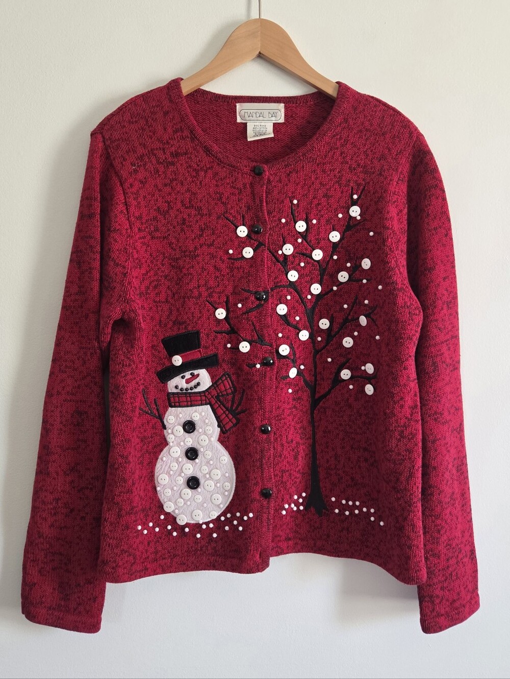 Vintage Snowman Button Cardigan